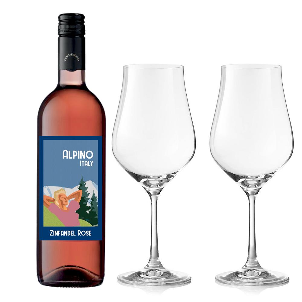 Alpino Pink Zinfandel And Crystal Classic Collection Wine Glasses